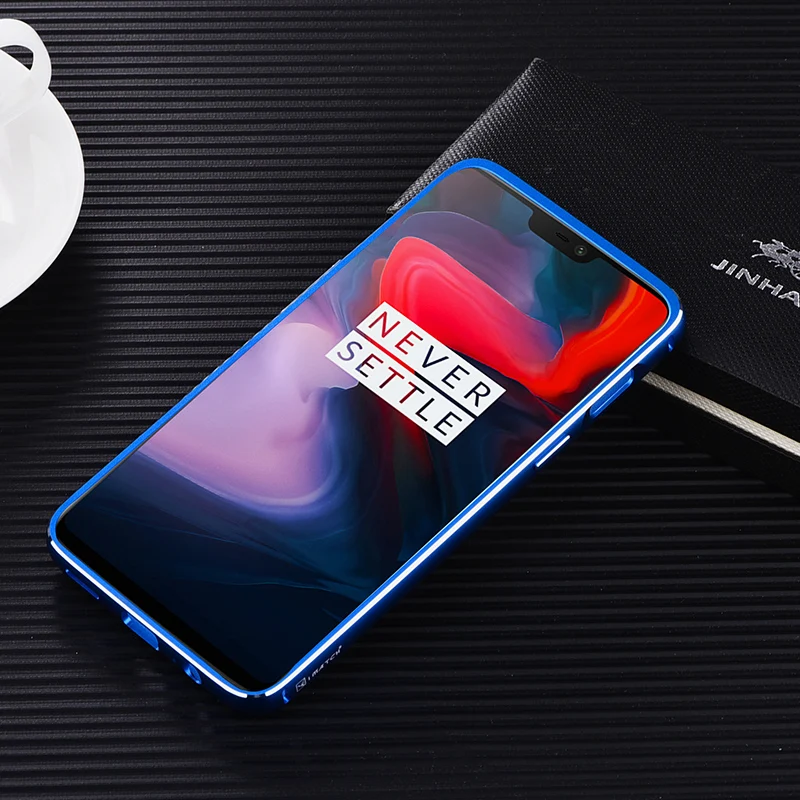 iMatch Luxury Aluminum Metal Bumper Carbon Fiber Back Cover Case for OnePlus 6