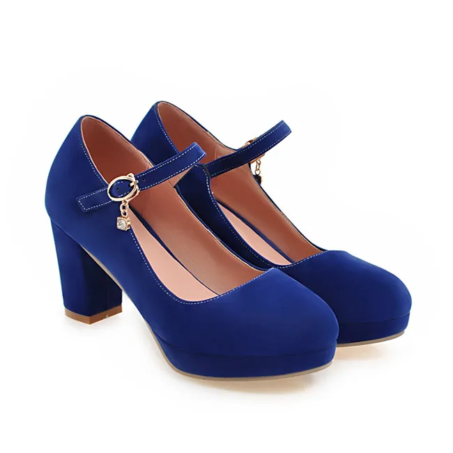 BABEBCBD/модные женские офисные модельные туфли Mary Jane; красные, черные, синие туфли-лодочки из флока на высоком каблуке; женские туфли-лодочки с пряжкой; большие размеры; коллекция года