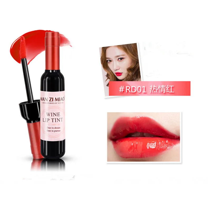 

1PC Sexy Waterproof Wine Red Shape Lip Tint Gloss Baby Pink Lip For Women Makeup Liquid Lipstick Lipgloss Cosmetic Tools