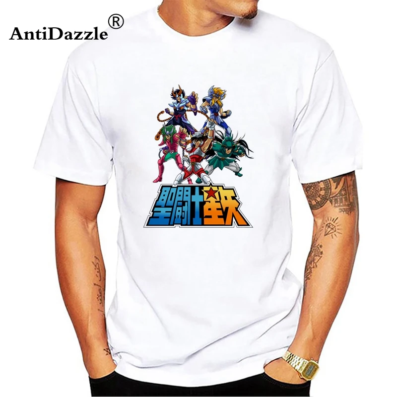 

2018 Fashion Saint Seiya T Shirt Men Short Sleeve Cotton T-Shirts Saint Seiya O-Neck Men Clothing Tops White