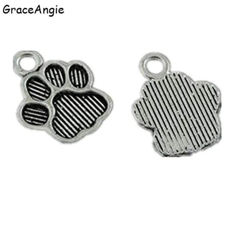 

50pcs Antiqued Silver Cat/Dog Paw Charm Bead for Charms Bracelet Cat Paw Foot Prints Charms Pendants Jewelry Making DIY 15x11mm