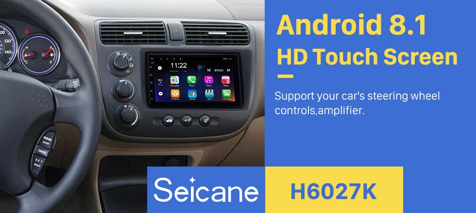 Seicane " Android сенсорный экран 1080P Bluetooth wifi Автомобильный gps Мультимедиа для 2001 2002-2005 Honda Civic Поддержка Зеркало Ссылка DVR