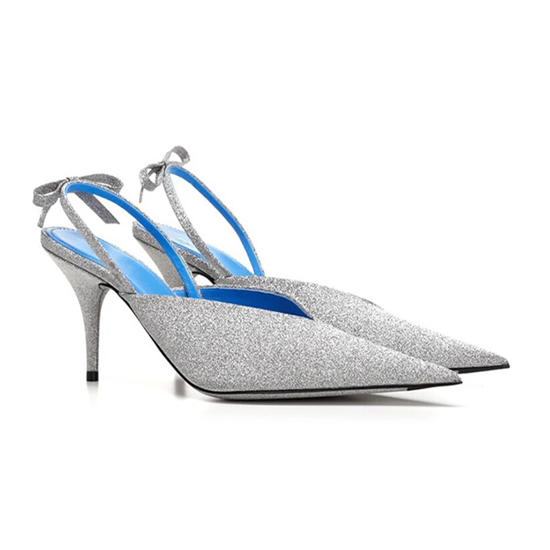 Tendance Hauts Des Bout Chaussures À Nouvelle Femmes Pompes De Feminina Pointu Show Bling Soirée Sandalia Sandalias As Mujer Talons Marque Bowtie Slingback Mariage qZg84w