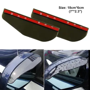 

2 Pcs Black Universal Car Flexible Plastic Rear Mirror Rain Board Eyebrow Transparent Two colors