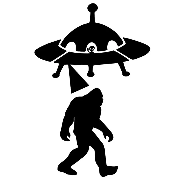 9 6cm 14 4cm sasquatch abduction ufo alien bigfoot car sticker vinyl