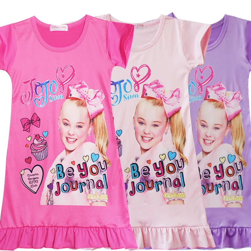 

2018 New Fashion Girls Nightdress Casual Dresses Kids Jojo Siwa Pajamas Nightgowns Home Clothing Sleepwear Princess Clothes
