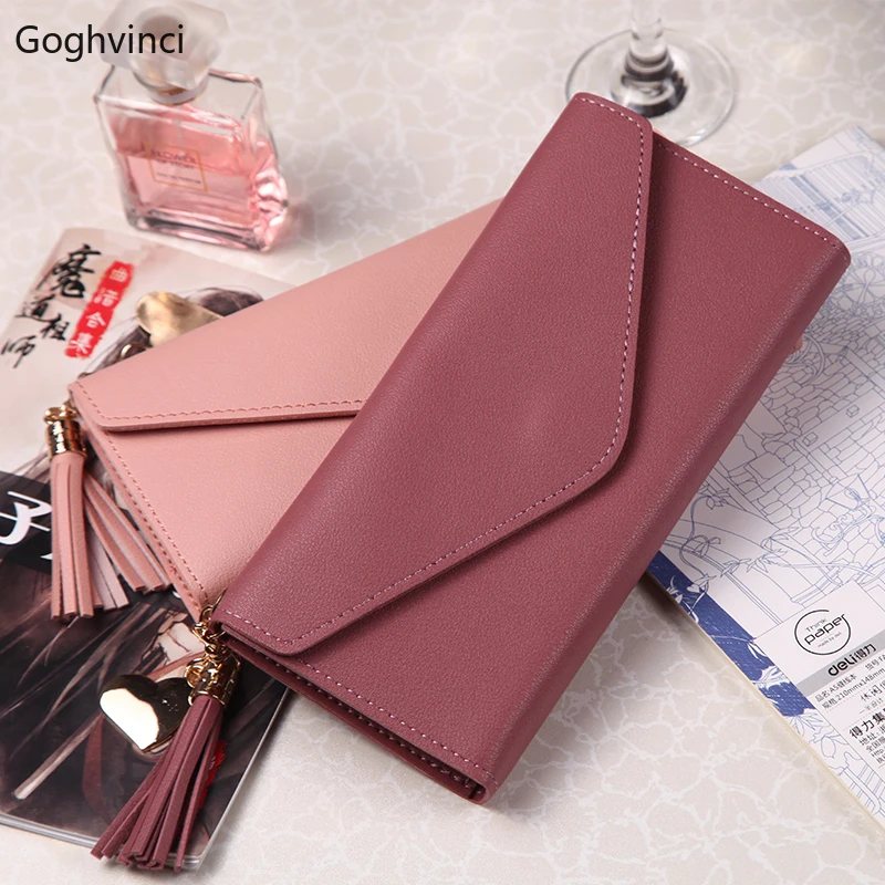 

Wallets Women Solid Color Simple All-match Buckle Tassel Female Lovely Purse Long Leisure Womens Korean Style Harajuku Stduents