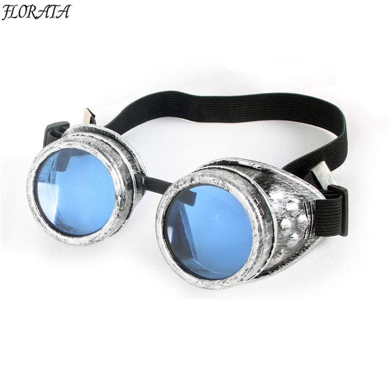 

2017 fashion new vintage sunglasses old Silver womens sunglasses man Steampunk 5 color Gothic Retro Style Goggles colorful Lens
