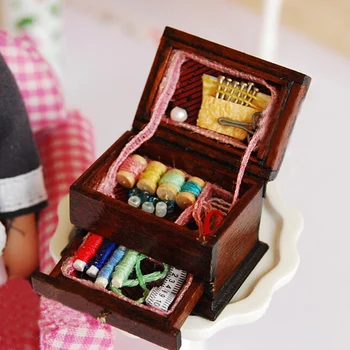 

Cute 1pcs Vintage Sewing Needlework Needle Kit Box Miniature Decor Kids Gift