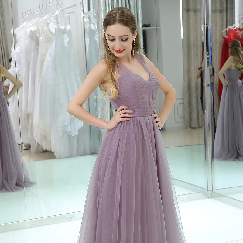 Sleeveless Tulle Long Wedding Party Bridesmaid Dress