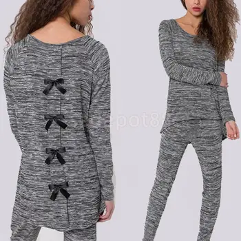 

Phenovo Bowknot Design Asymmetrical Two Piece Pants Set for Women S