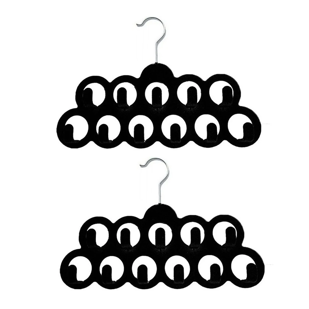 

2PCS Closet Multifunctional 11 Holes Organizer Flexible Home Ties Non Slip Space Saving Scarf Rack Velvet Belts Clothes Hanger