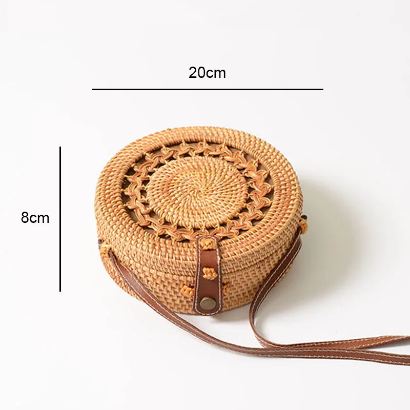 2022 Women Straw Bags Round Woven Handmade Ladies Design Summer Beach Circle Bohemia Rattan Cross Body Shoulder Bag New Fashion 