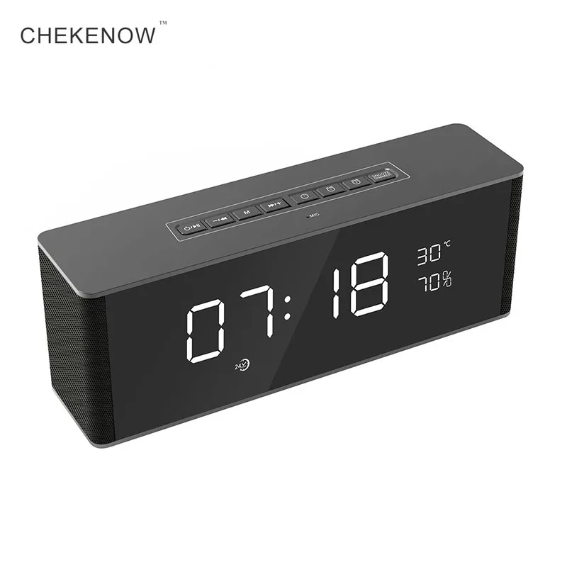 Chekenow Portable Wireless Bluetooth Speaker with Dual-Driver LED Time Display Clock Alarm Loudspeaker uilt-in Mic | Электроника
