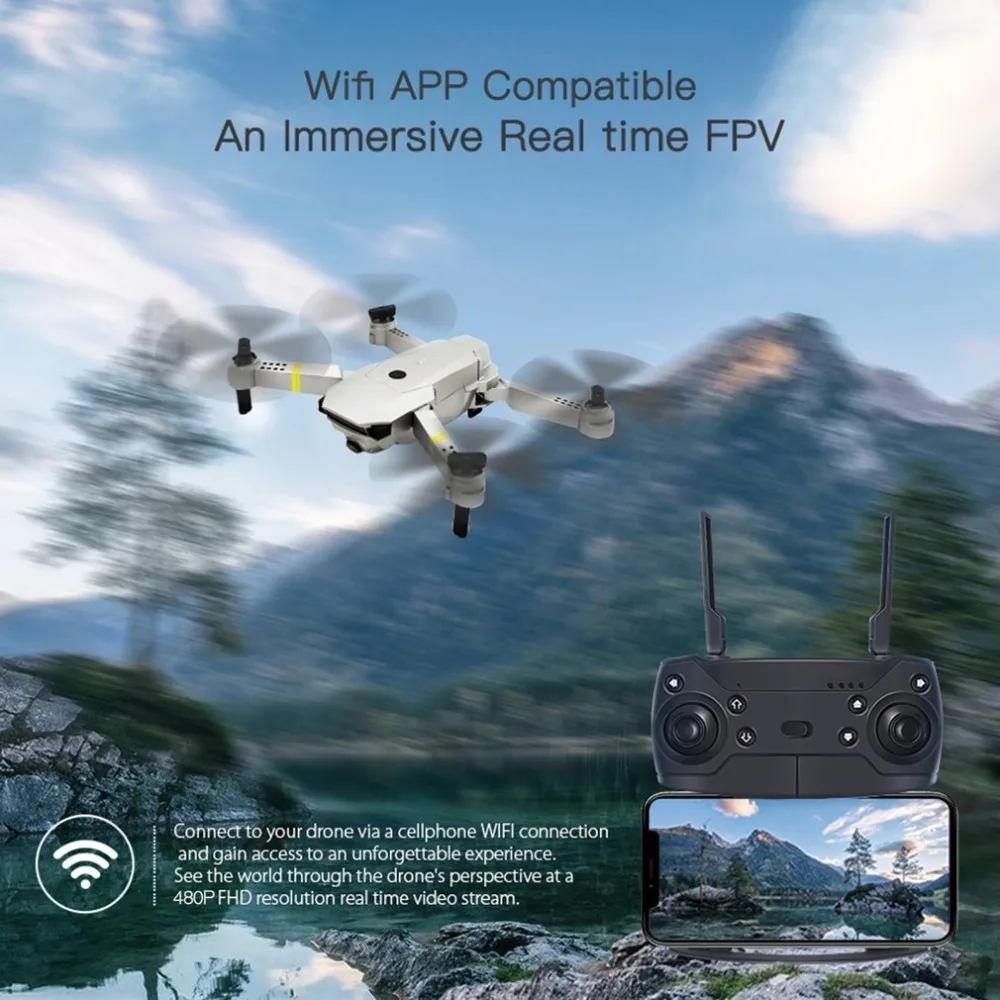 

Foldable Drone Quadcopter with Camera 0.3MP WIFI FPV Aircraft UAV Altitude Hold 360 Flips RC Selfie Boys Toys