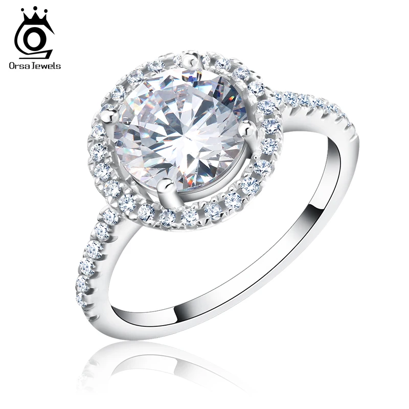 ORSA JEWELS Новое поступление Роскошные 1.4ct CZ Кристалл обручальные кольца для женщин микро проложили 36 шт австрийский Циркон OR105