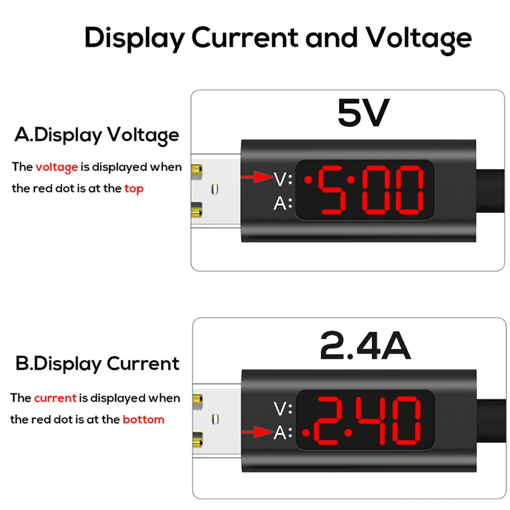 Кабель usb type C для мобильного телефона USB C кабель быстрой зарядки type C с светодиодный цифровым дисплеем для устройств usb type-C