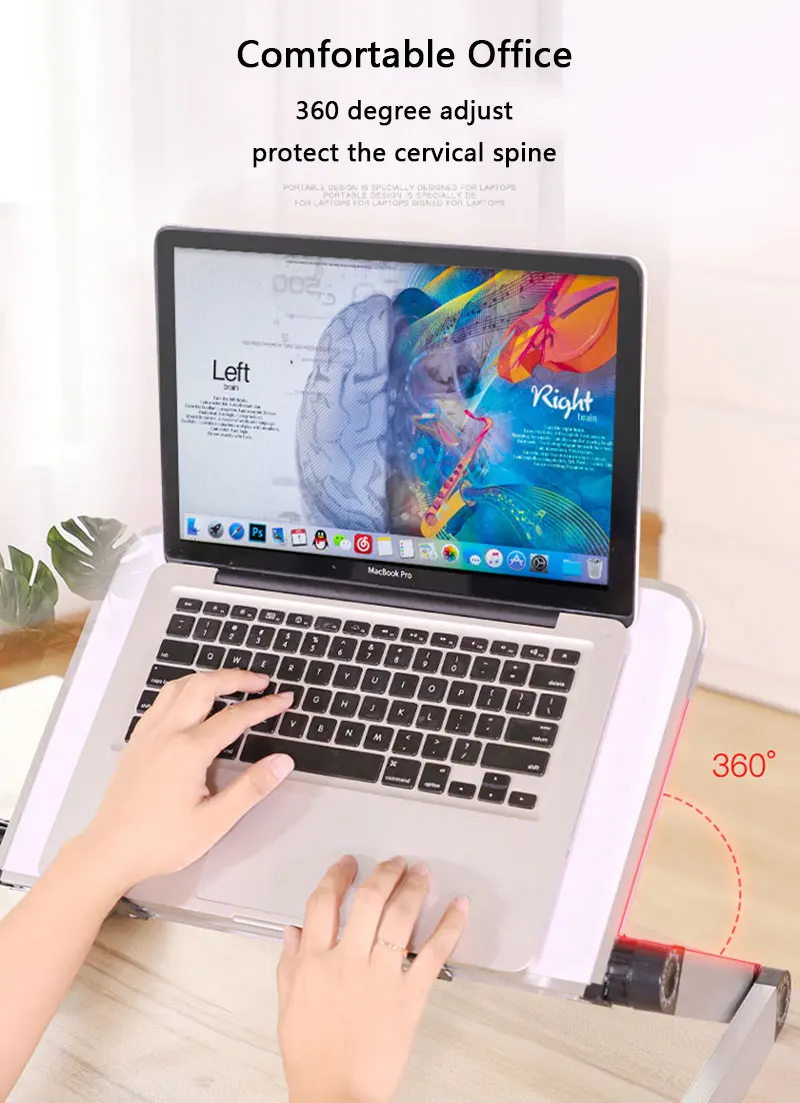 Складная портативная подставка для ноутбука, регулируемая подъемная настольная подставка для ноутбука iPad, вращающийся на 360 градусов, эргономичный стол для ноутбука, столик для кровати
