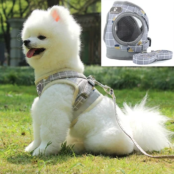 

Vest Dog Harness for Small Medium Dogs plaid Reflective Mesh Puppy Cat Harnesses pet Walking Lead Leash soft dog chest strap