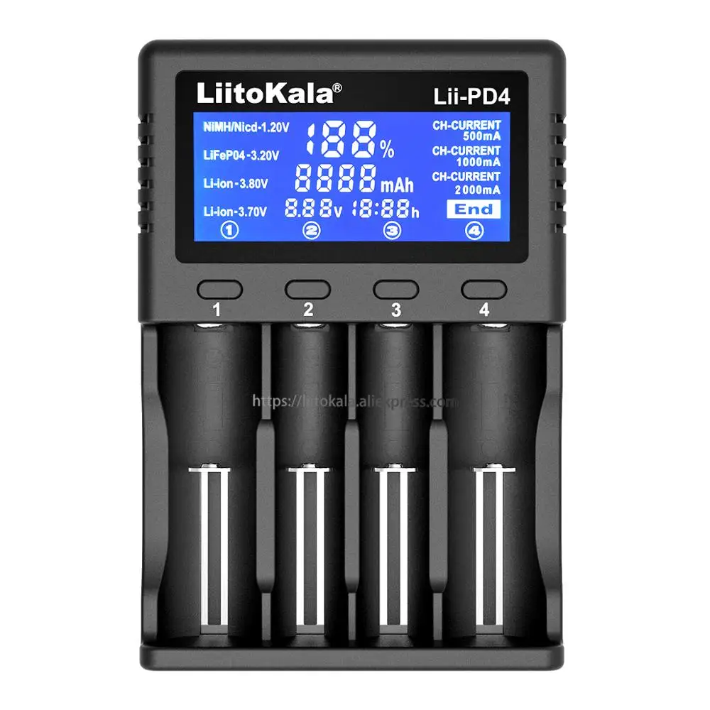Liitokala Lii-500 Lii-PD4 Lii-500S LCD 3,7 V 18650, 18350, 18500, 21700 20700B 20700 de 14500, 26650 AA NiMH cargador de batería de litio Liitokala Lii-500 Lii-PD4 Lii-500S LCD 3,7 V 18650, 18350, 18500, 21700 20700B 20700 de 14500, 26650 AA NiMH cargador de batería de litio