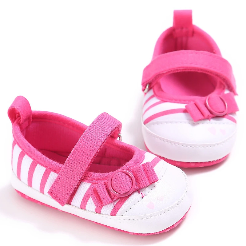 3 Цвета маленьких обувь для новорожденных малышей в полоску милые детские девушки детские кроватки обувь Prewalker От 3 до 11 месяцев