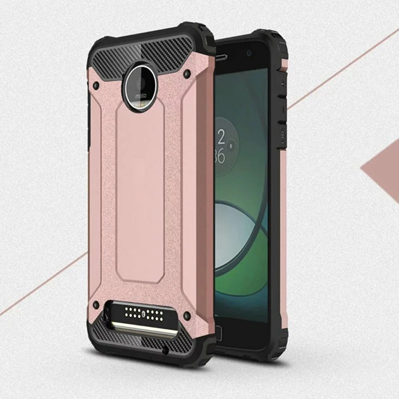 

For Motorola Moto Z Play Case ! Soft Silicon + PC Hard Armor Anti-knock Back Cover Case For Moto Z Play