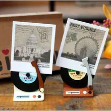 Корейский винтажный милый фонограф деревянный держатель карты памятки бумажные подарочные заколки для сообщения украшения фото офисные принадлежности аксессуары