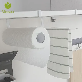 

Newest Iron Roll Paper Rack Kitchen Cupboard Hanging Paper Towel Holder Rack Tissue Cling Film Paper Towel Cabinet Storage Rack