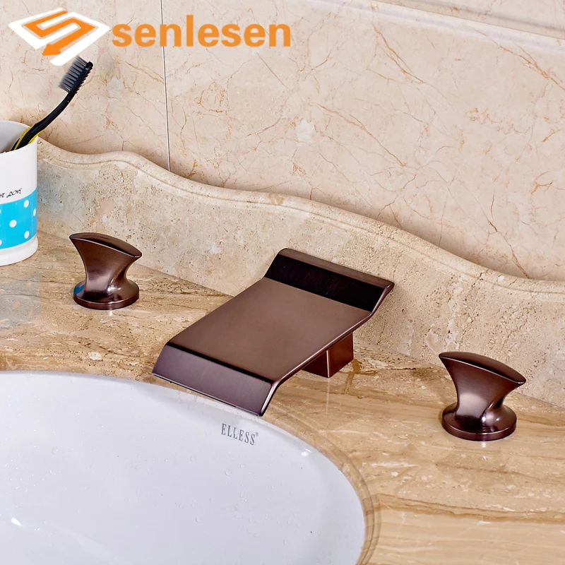 

Basin Mixer Faucet for Bathroom Dual Handles Three Holes Oil Rubbed Bronze