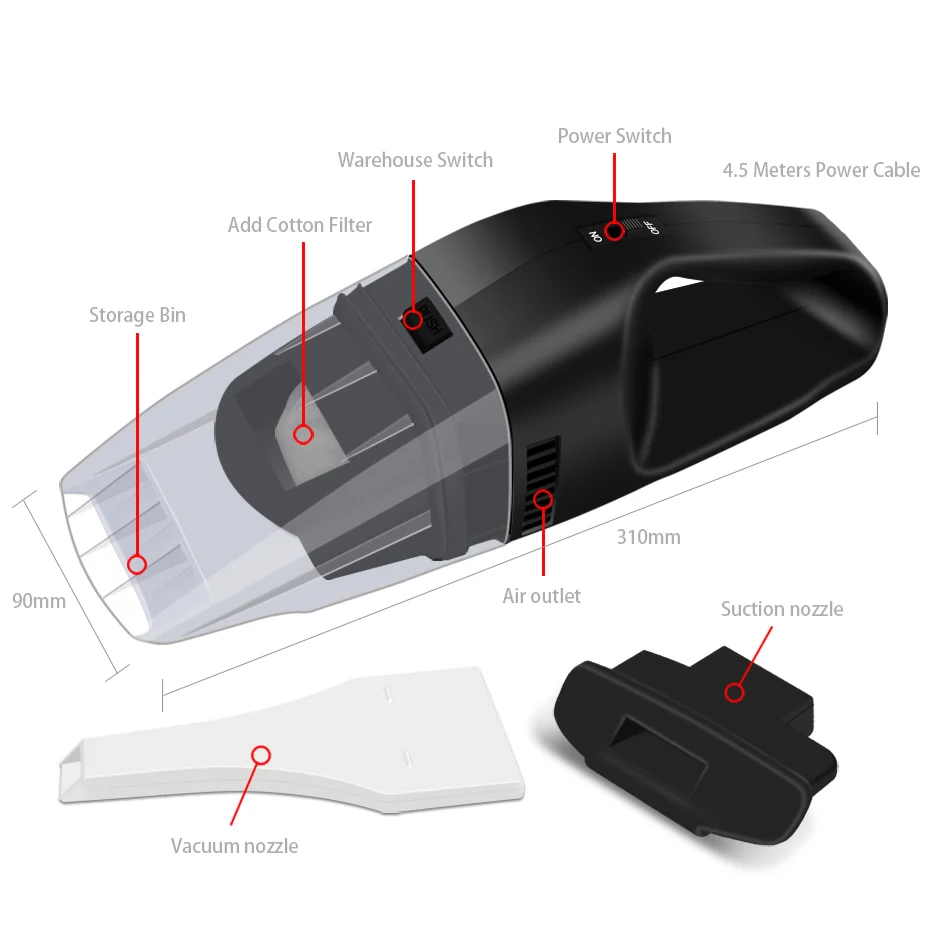 2018 100W MUNSS Mini Car Vacuum Cleaner Car Cleaner Handheld Portable 12V Powerful Auto Cleaning Tools Car Auto Vacuum Cleaner (8)
