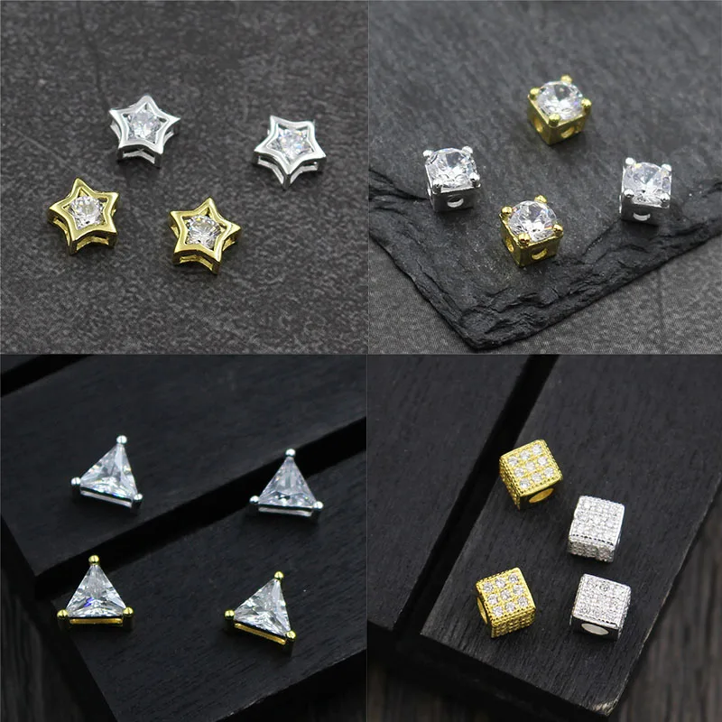 

100% 925 Sterling Silver Spacer Beads With AAA Zircon Pretty Gold Color Charm Silver Beads DIY Jewelry Making Bracelets Findings