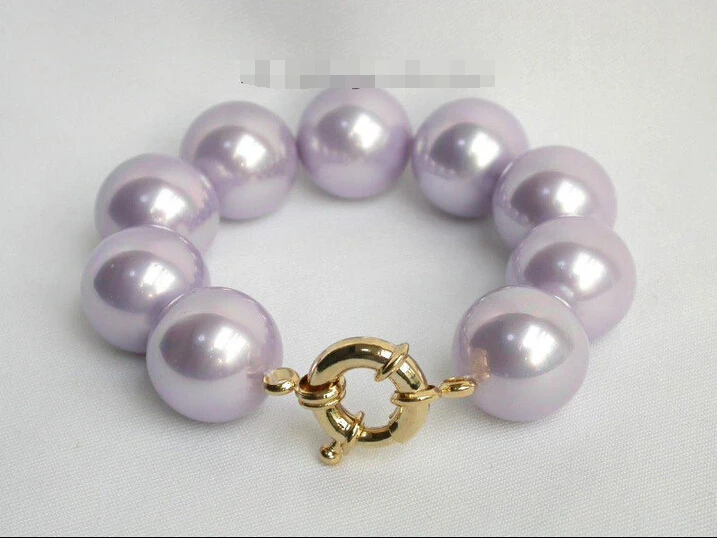 

Hot sell Noble- 20mm round lavender south sea shell pearls Bracelet @^Noble style Natural Fine jewe SHIPPING new >>free shipping