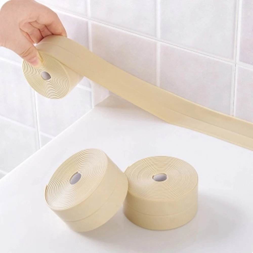 White Protective Sealer Tape Self Adhesive Bath Wall Sealing Strip Sink Basin Edge Trim Kitchen Tool Moisture-proof Anti-mildew