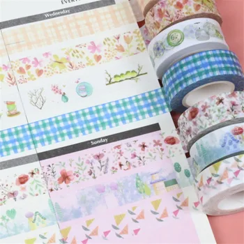

Ayron 1 Pcs 15 mm X 10 m Cute Kawaii Flowers Masking Washi Tape Japanese Adhesive Tape Decor Decora Diy Sticker Label Stationery
