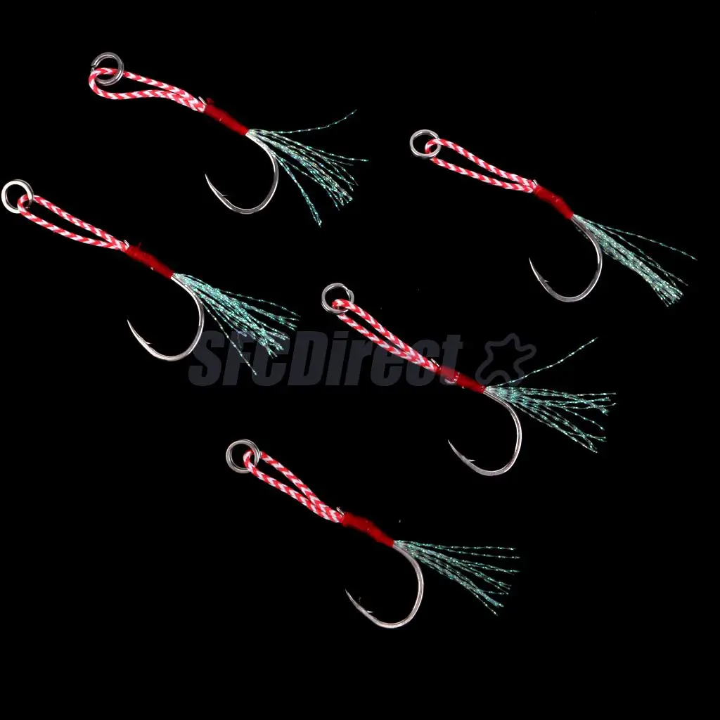 5Pcs Deep Sea Fishing Assist Hooks Worm Barbed Hooks Live Baits Hooks with PE Line 13# 15# 17#