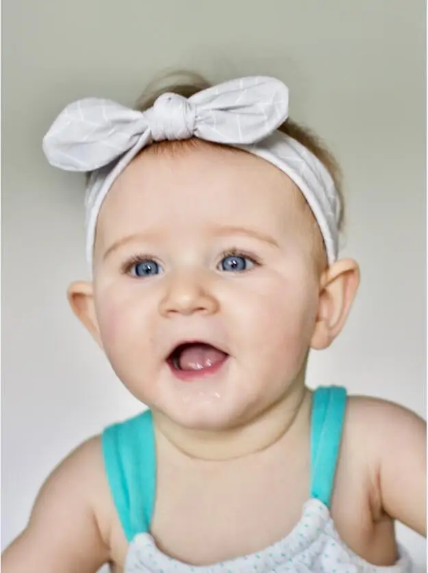 Веселые хлопковые детские повязки на голову в горошек; повязка на голову с бантиком для новорожденных; повязка на голову с заячьими ушками для малышей; аксессуары для волос для маленьких девочек