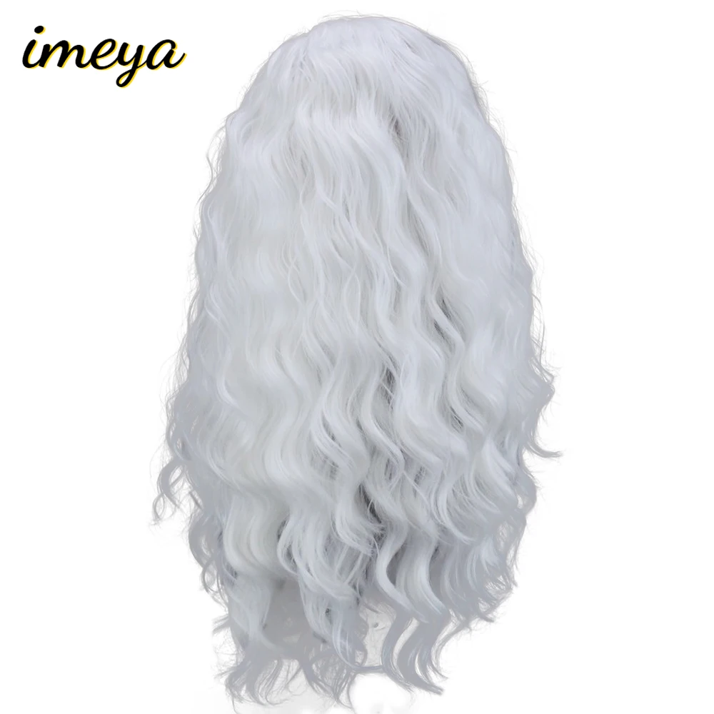 Imeya, плотность 150%, 22 дюйма, белый цвет, свободная волна, парик, термостойкие волосы, синтетические парики на кружеве для женщин с натуральной частью
