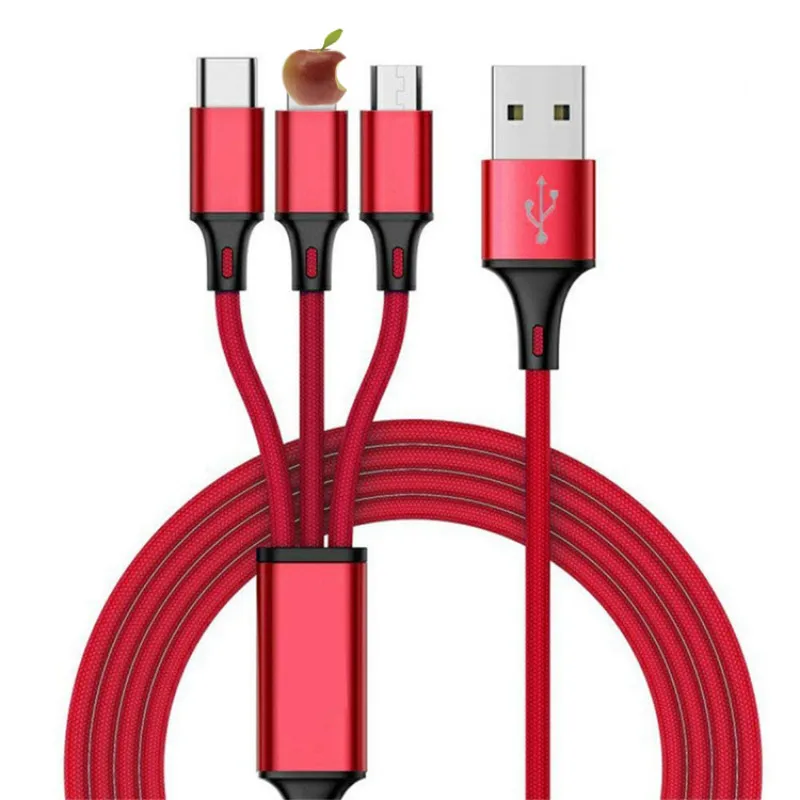 3 في 1 كابل يو اس بي ل فون شحن سريع كابل للأندرويد المصغّر usb نوع C نوع-c 3in1 كابلات الهاتف المحمول كابل شاحن 3 في 1 كابل يو اس بي ل فون شحن سريع كابل للأندرويد المصغّر usb نوع C نوع-c 3in1 كابلات الهاتف المحمول كابل شاحن