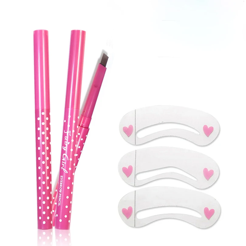 

1 Set Eyebrow Shaping Makeup Tools Include 1pc Automatic Eyebrow Pencil and 3 pcs Eyebrow Stencil