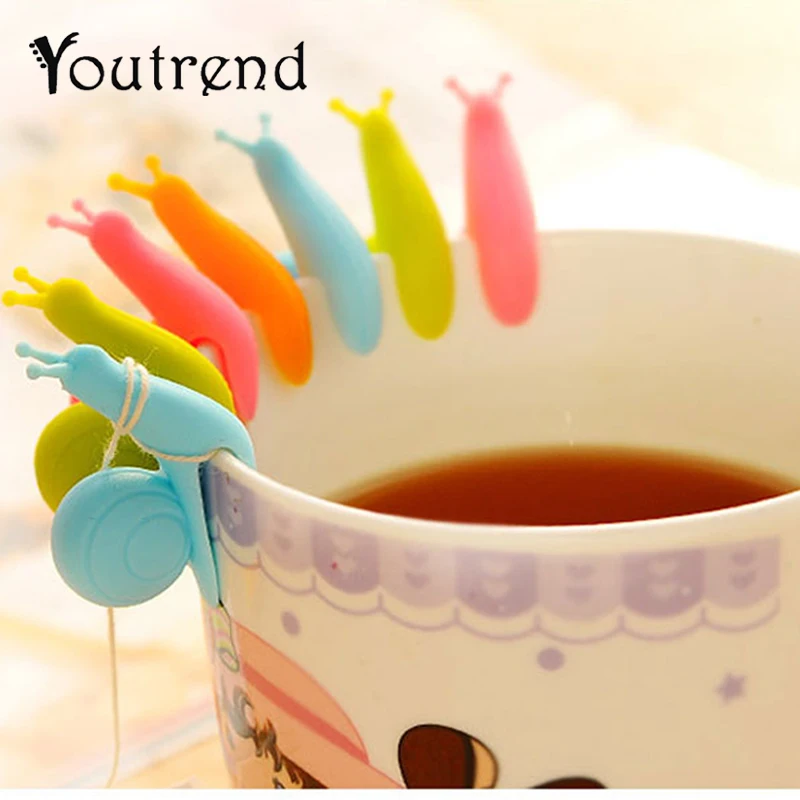 

6pcs/lot Snails Wine Glass Labels Silicone Tea Mug Cup of Tea Bag Glass Markers Drinking Label Glasses Marker