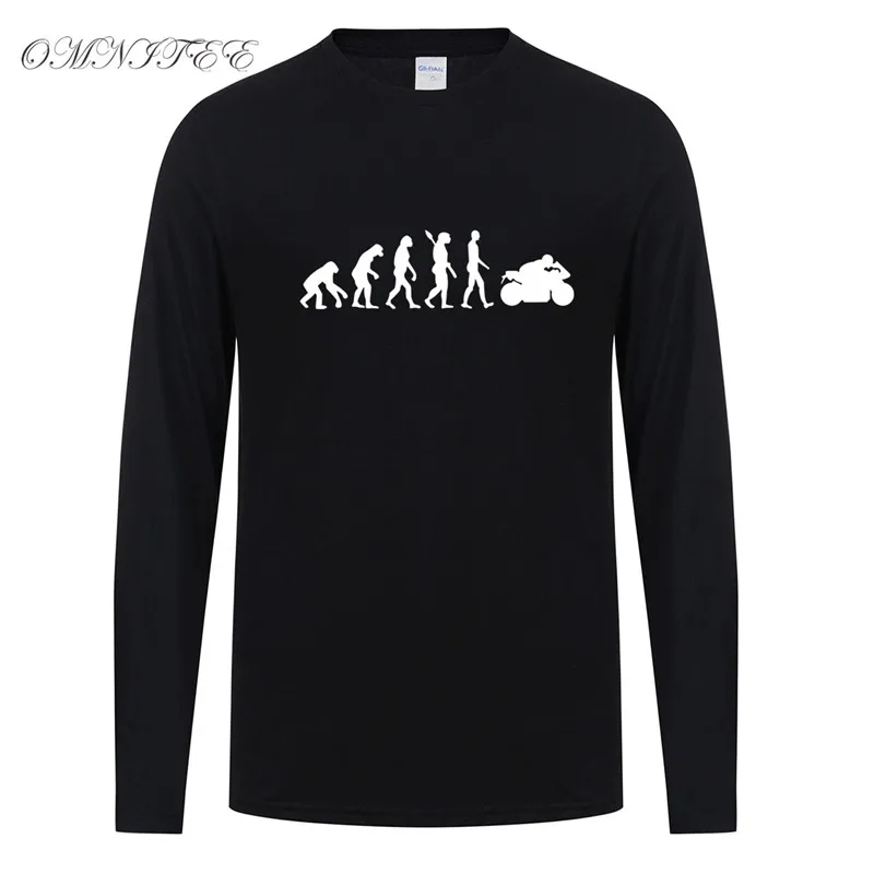 Мотоцикл Ape to Evolution Мужская футболка с длинным рукавом забавная футболка с логотипом мотоцикла мужская одежда наивысшего качества OT-005
