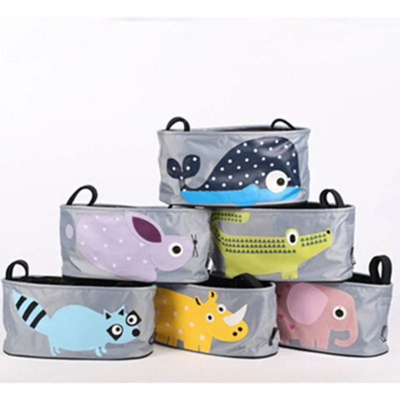 

Baby Trolley Bag Waterproof Oxford Cloth Cartoon Animal Carriage Infant Pram Cart Hanging Bag Diaper Stroller Bag Baby Product