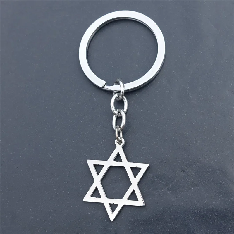 Star of David Hexagram Keychain Stainless Steel Keyring Men Movie Jewelry Top Quality |