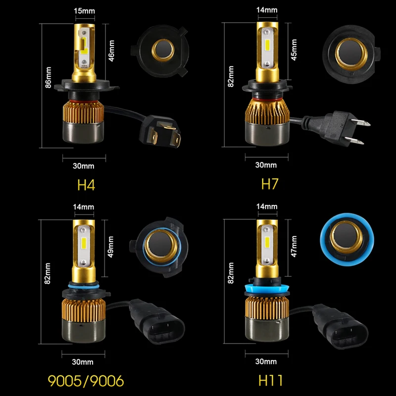 HLXG S2 Upgrade 8000K 6000K H11 H4 H7 светодиодный Автомобильные фары 72 Вт 12000LM 12V24V 9005 HB3 9006 HB4 H8