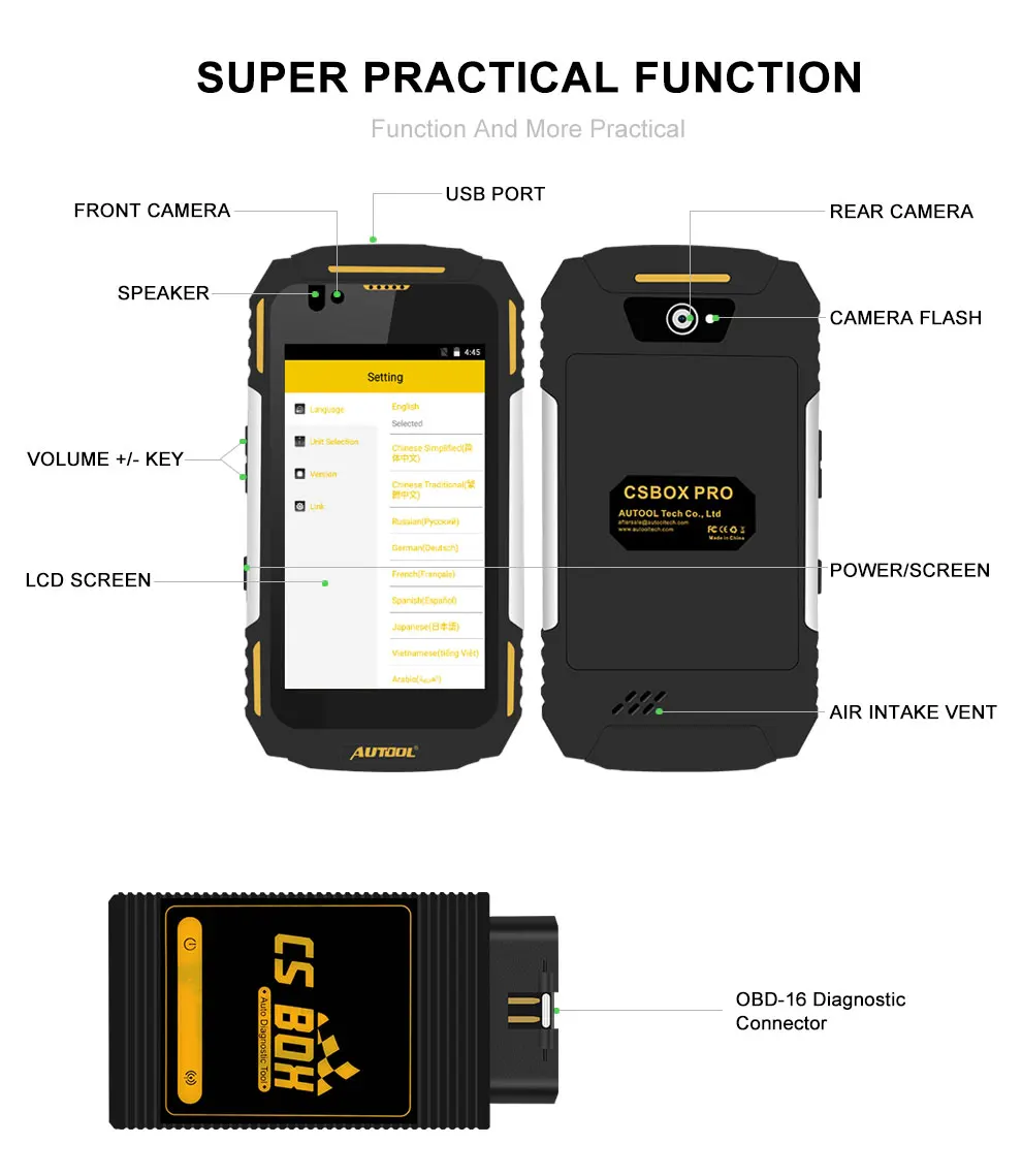 AUTOOL CS BOX Pro Wi-Fi Multi Системы Инструменты диагностики с Quad core Android IP67 Рабочая платформа воды, пыли, ударов