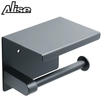 

Alise Toilet Paper Holder Tissue Holders Paper Storage with Mobile Phone Storage Shelf,SUS304 Stainless Steel Matte Black