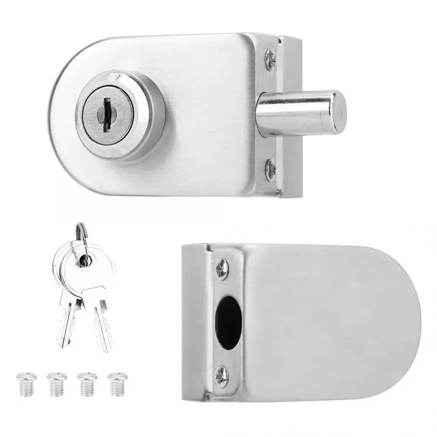 cerradura puerta Stainless Steel Double Glass Door Lock Latch with Keys for Home Security Accessories 188A Glass Door Lock