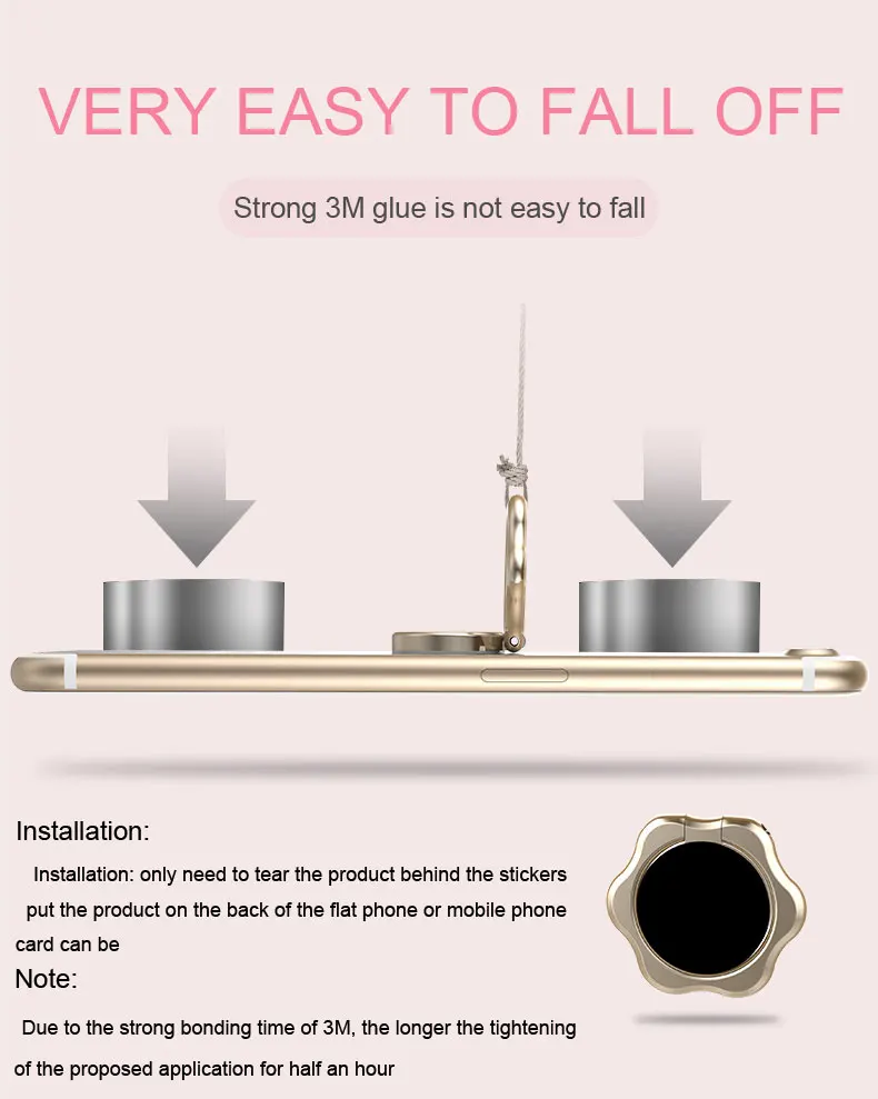 JCASE, металлическое кольцо с лепестком, универсальный держатель для мобильного телефона, вращение на 360 градусов, кольцо-держатель для пальца, магнитный автомобильный кронштейн, подставка