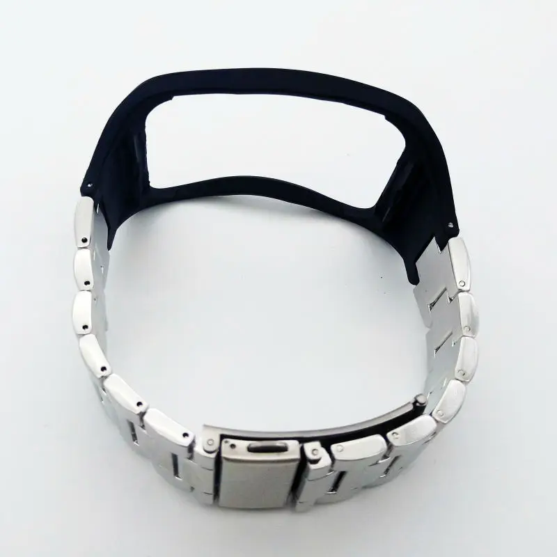 Регулируемый металлический браслет Фитнес браслет ремешок для SAMSUNG GALAXY Шестерни S R750 серебристого металла Черный кремний(нет трекер