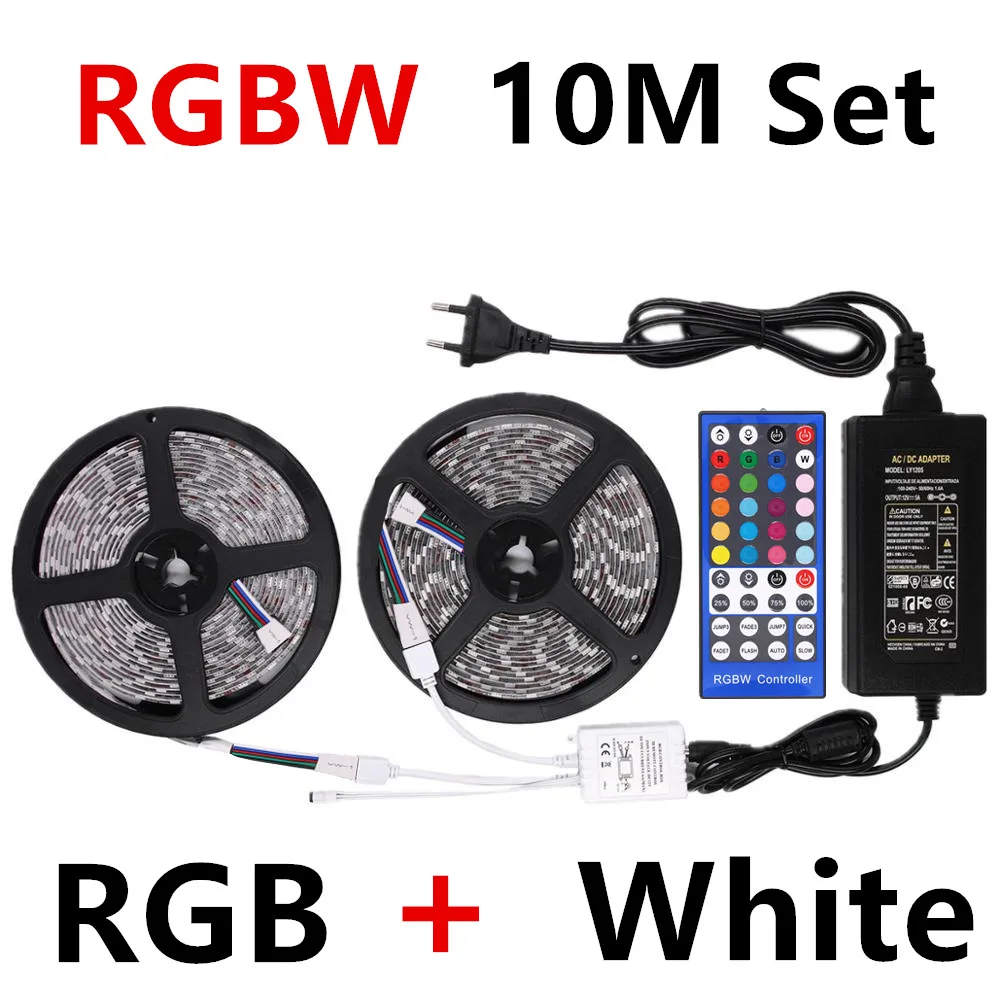 5 м 10 Светодиодная лента 5050 водонепроницаемая RGB Диодная гибкий свет с ИК пультом
